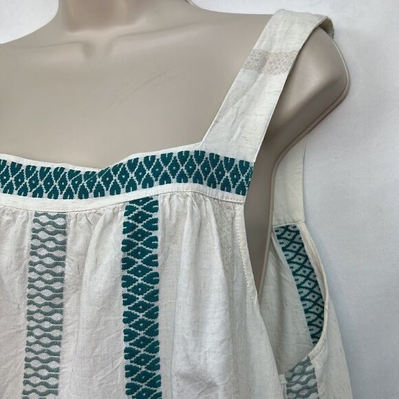 Splendid Elian Square Neck Tank Top size XL cream/teal - Picture 3 of 14